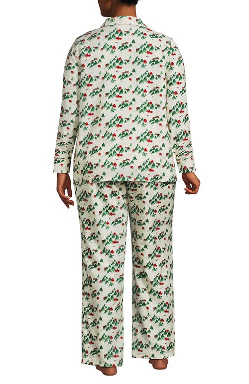 Lands' End Plus Size Flannel 2 Piece Pajama Set In Green