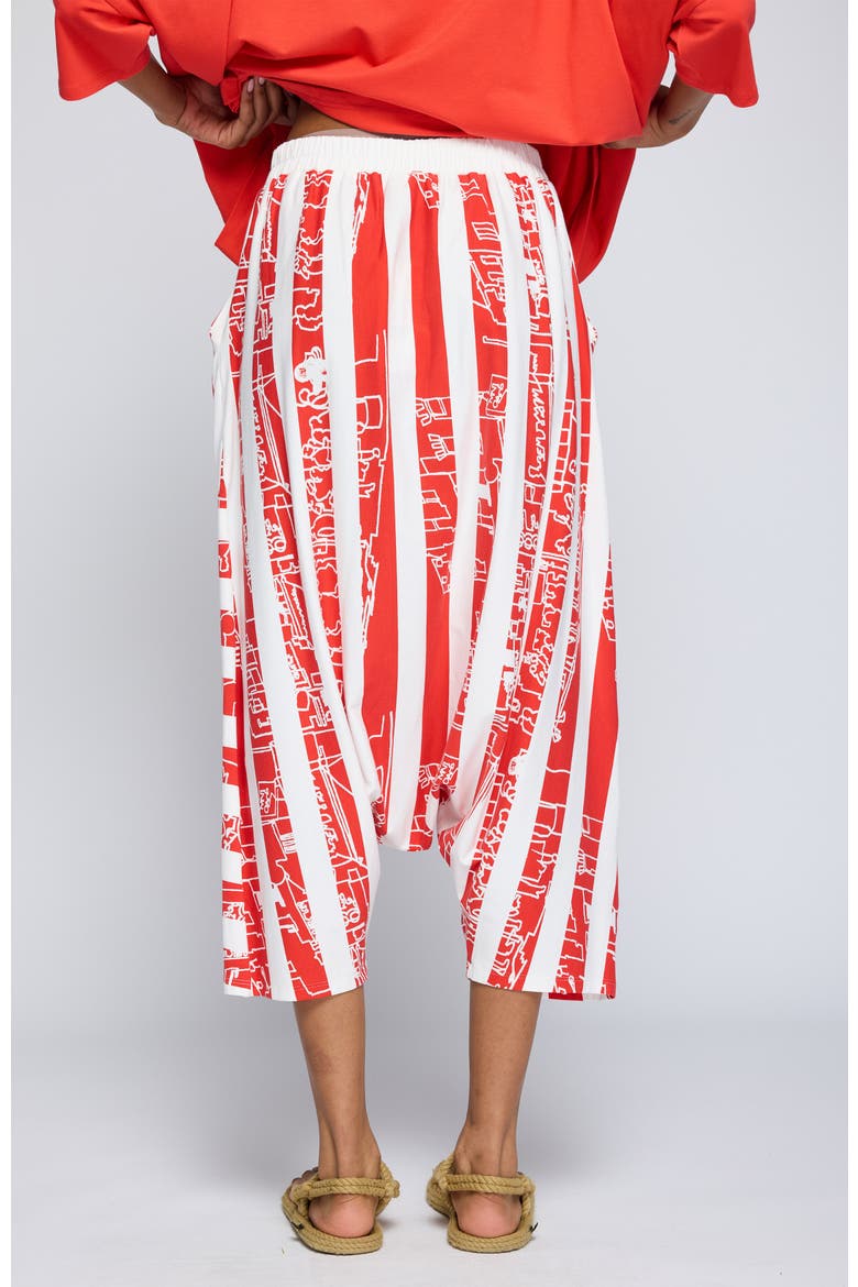 Thessaly Striped Jersey Harem Pants, Alternate, color, Vermillion