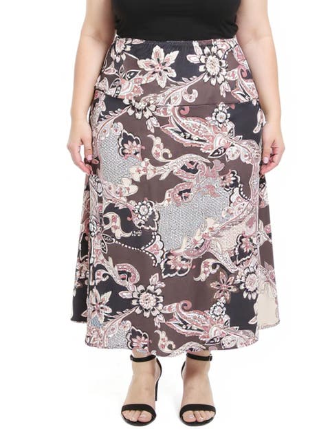 Plus Size Paisley Elastic Waist A-Line Maxi Skirt