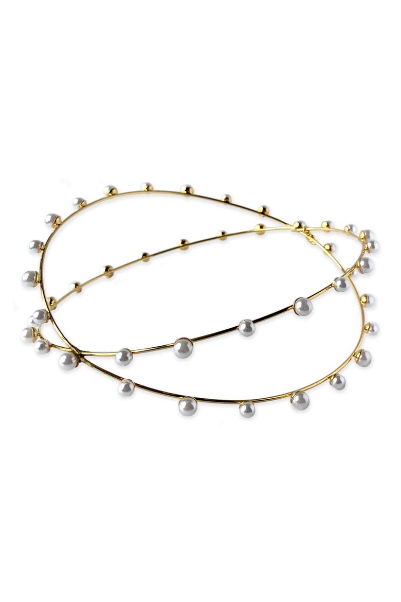 Nikki Imitation Pearl Halo, Main, color, ANTIQUE GOLD