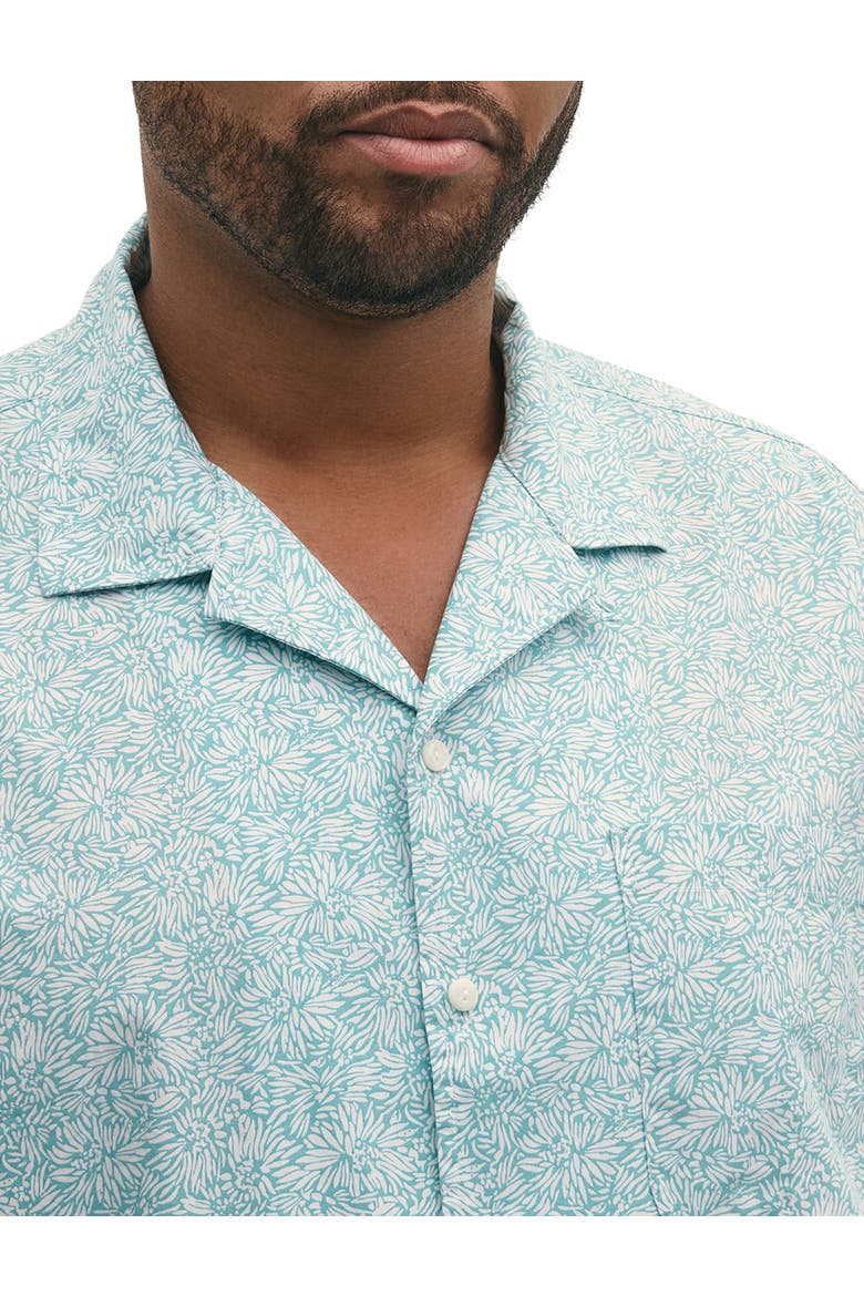 Big & Tall Non-Iron Leaf Print Sport Shirt, Alternate, color, TURQUOISE