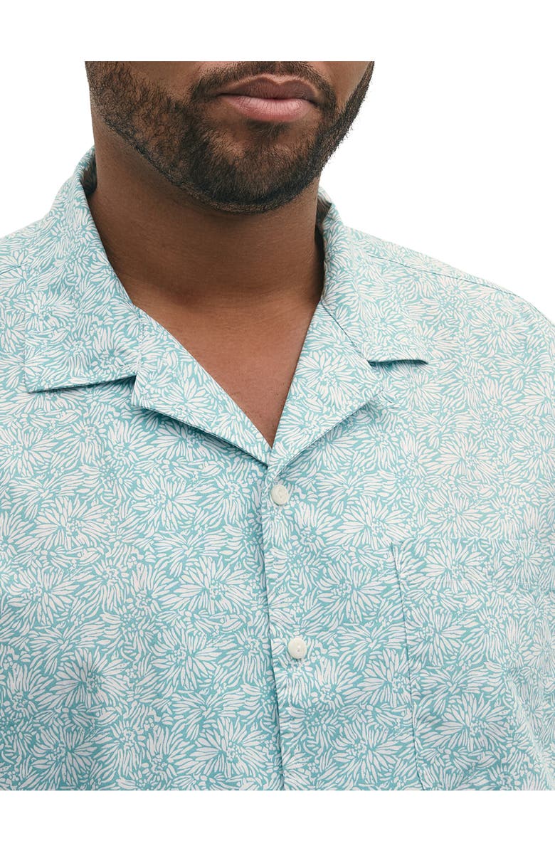 Brooks Brothers Big & Tall Non-Iron Leaf Print Sport Shirt, Alternate, color, Turquoise