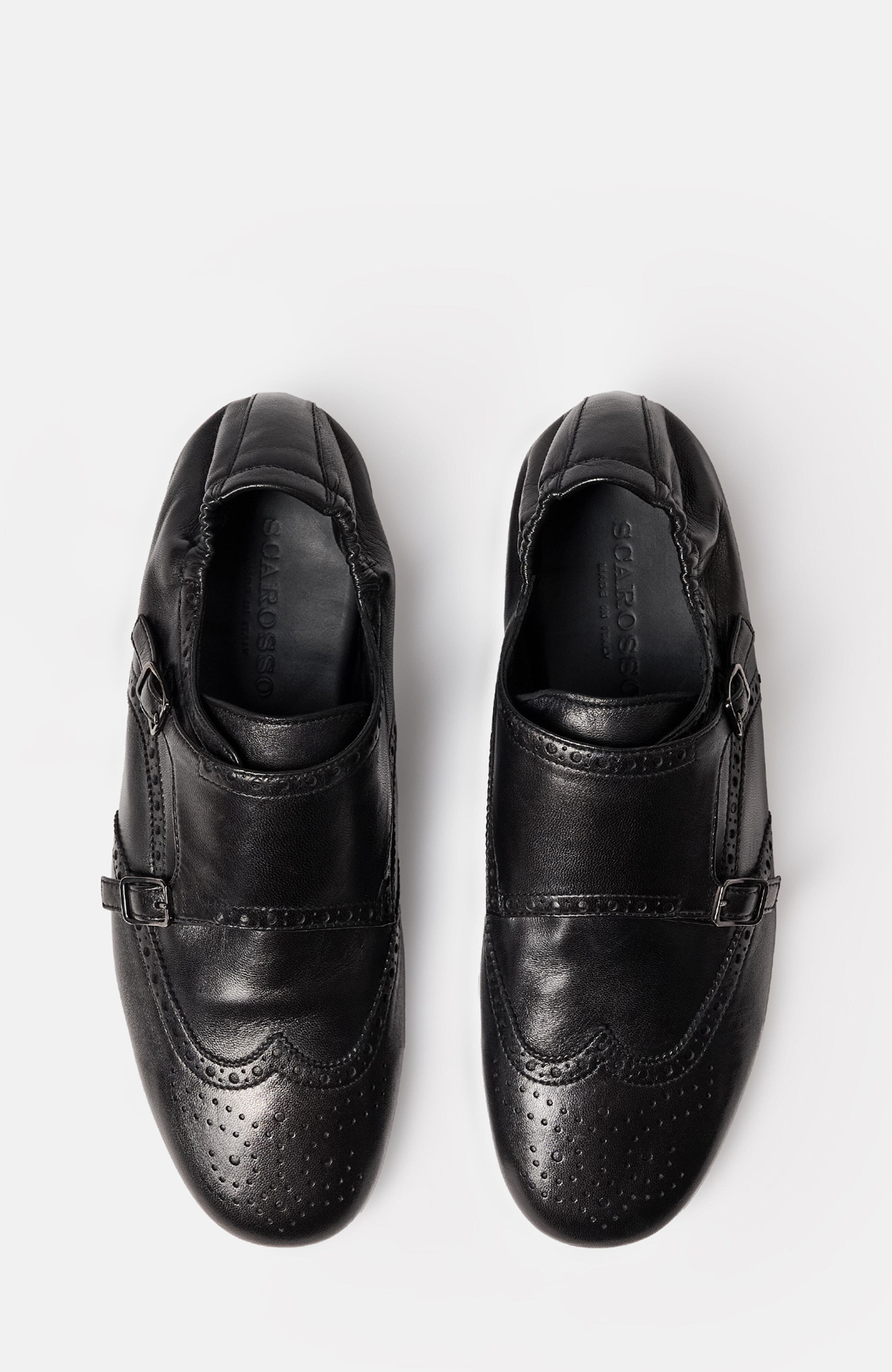SCAROSSO Johnny Monk Strap Shoes, Alternate, color, Black - Calf