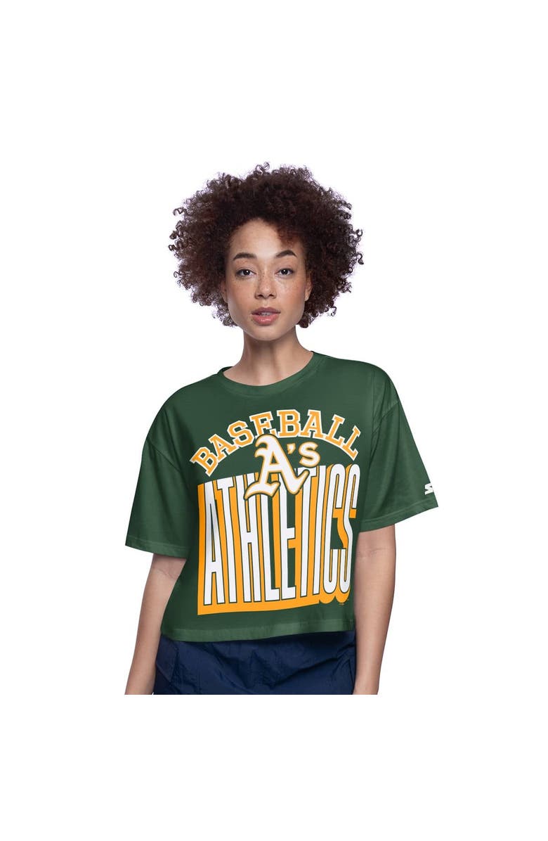 STARTER Women's Starter Green Athletics Play the Ball Boxy Cropped T-Shirt, Alternate, color, Green