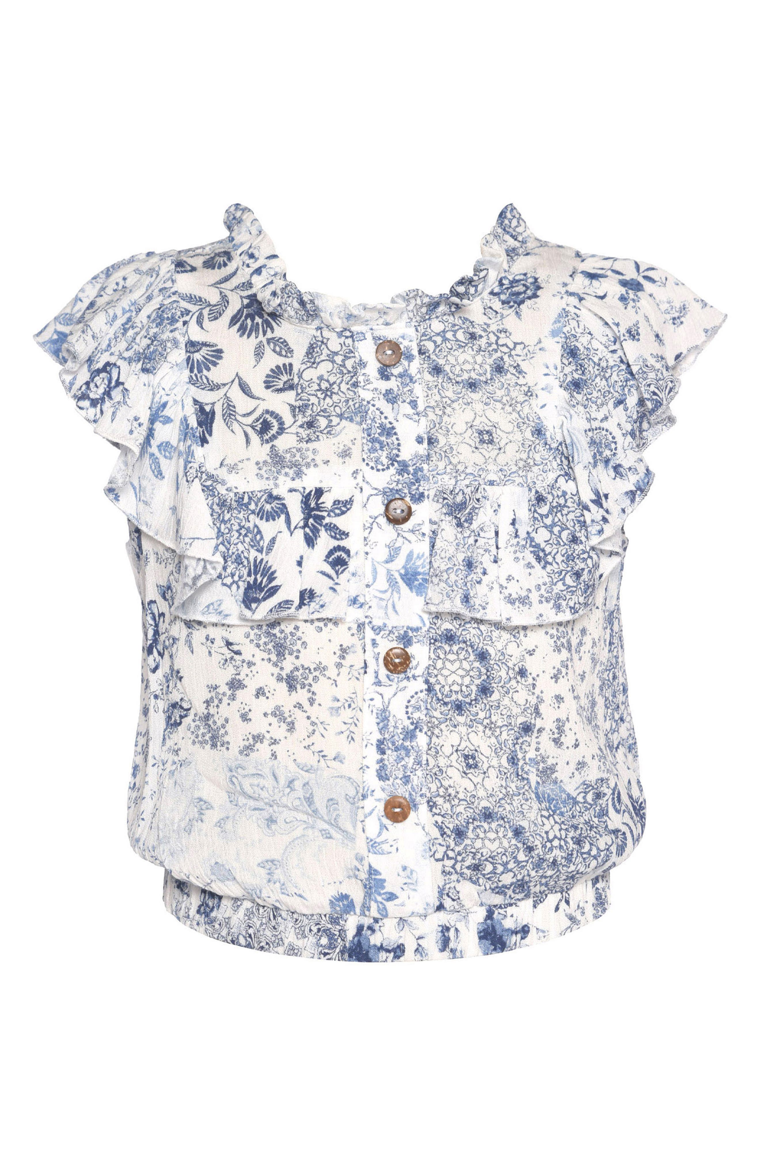 Hannah Banana Kids' Ruffle Sleeve Button-Up Shirt