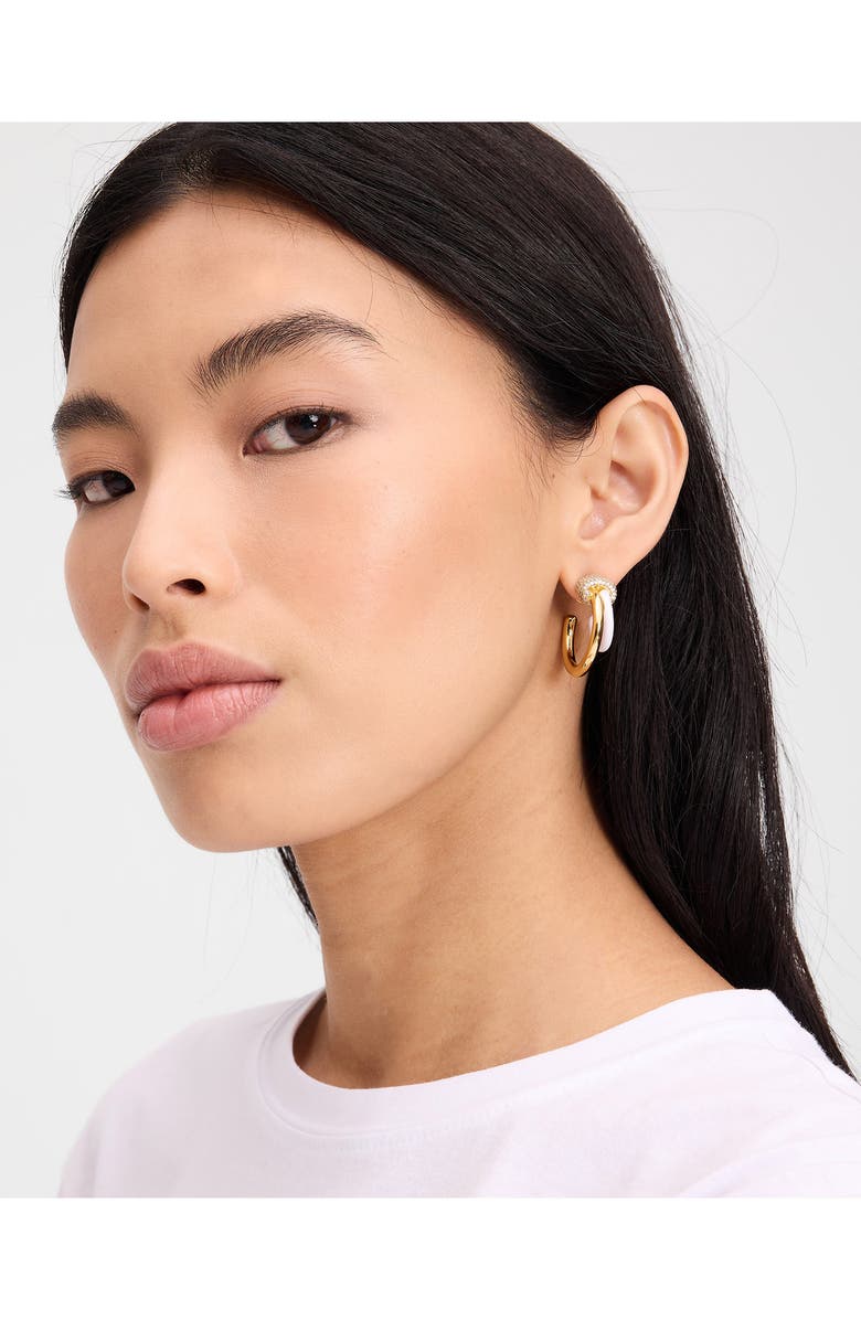 Kate Spade New York layered hoop earrings, Alternate, color, Gold/ White