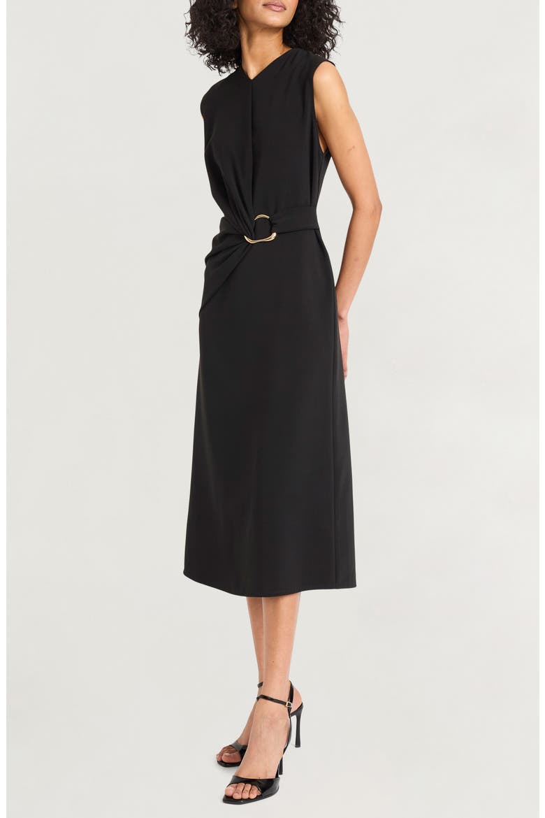 Sleeveless Ruched Midi Dress, Alternate, color, METEORITE