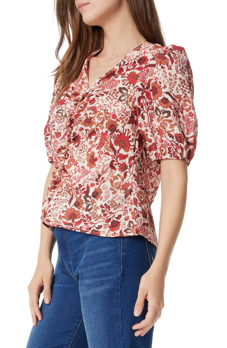 Sam Edelman Dakota Print Shirred Puff Sleeve Top, Alternate, color, Seed Pearl Chelsea Bouquet
