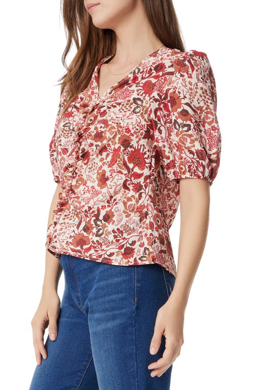 Sam Edelman Dakota Print Shirred Puff Sleeve Top In Seed Pearl Chelsea Bouquet