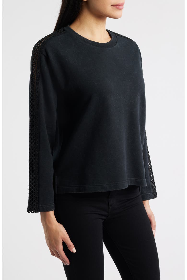 Detailed Sleeve Sweatshirt, Alternate, color, BLACK