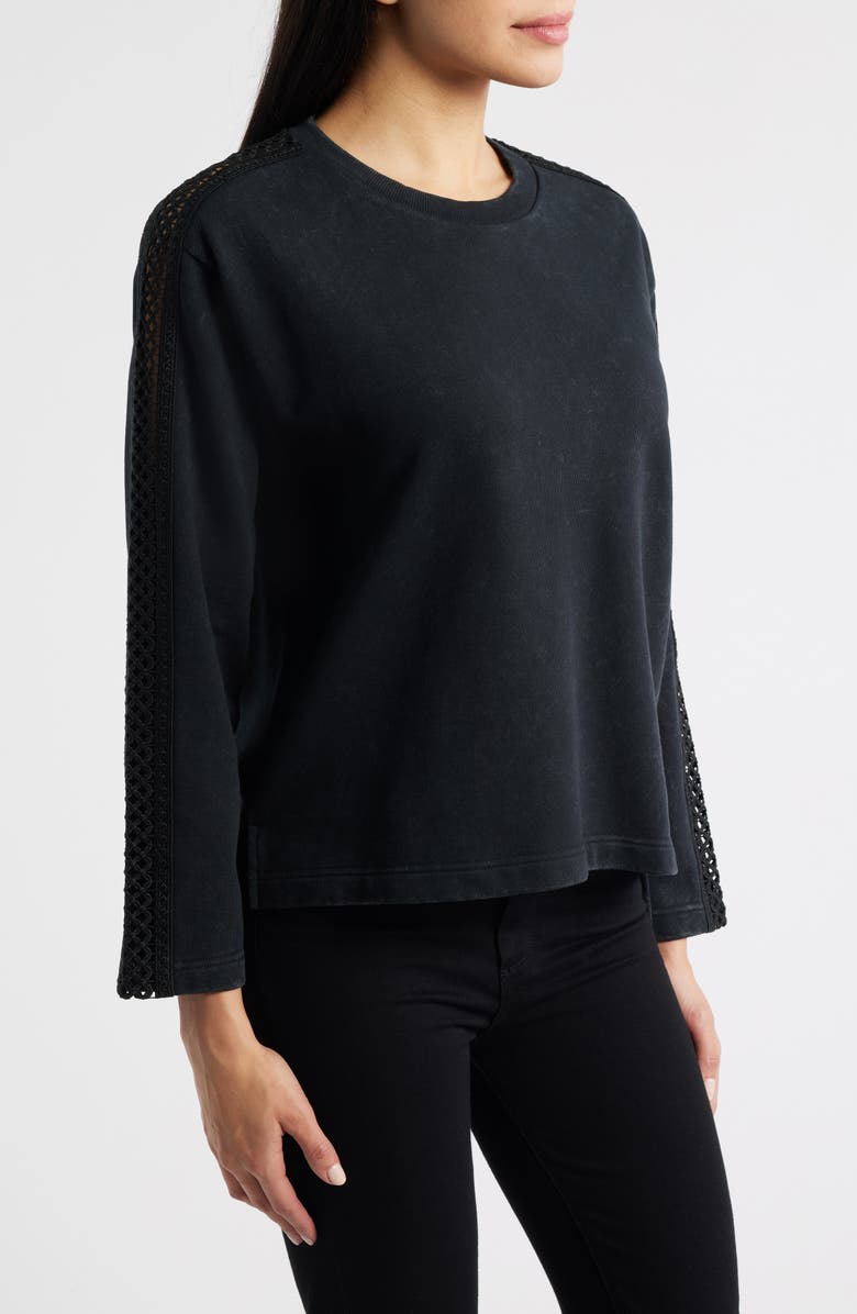 CITY BLUES Detailed Sleeve Sweatshirt, Alternate, color, Black