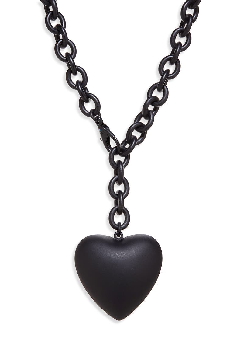 The Puffy Heart Necklace, Main, color, BLACK