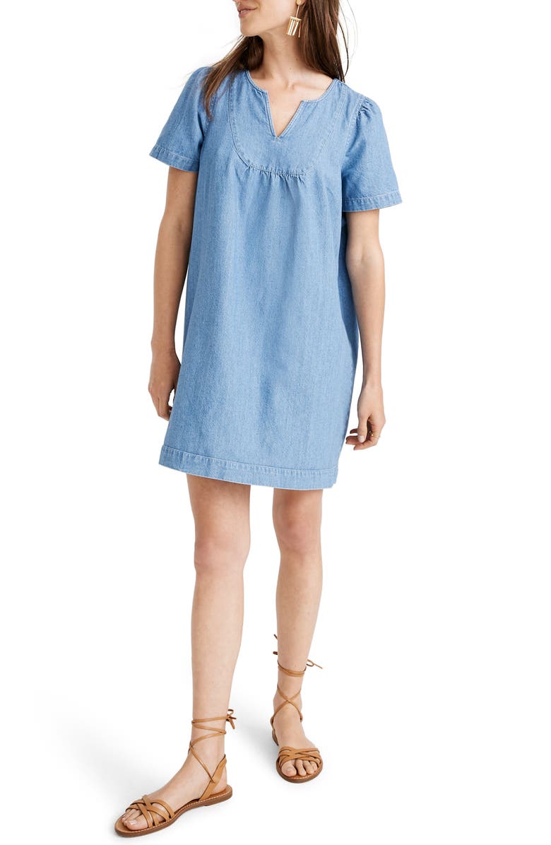Madewell Denim Popover Swing Dress, Main, color, 