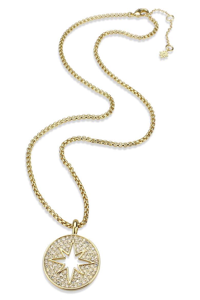Celestial Compass Pavé CZ Pendant Necklace, Alternate, color, GOLD