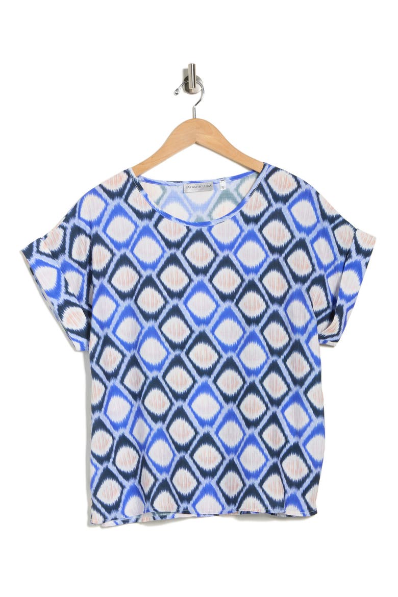 Honeycomb Print Top, Alternate, color, BLUE