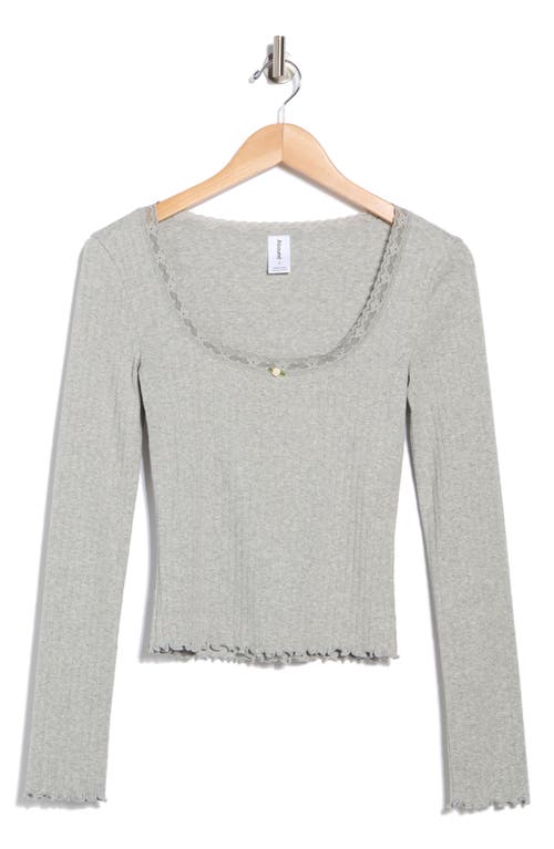 Abound Long Sleeve Square Neck Pointelle Top In Gray