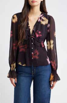 Rails Alixa Floral Ruffle Button-Up Shirt