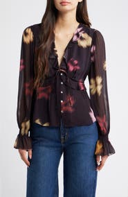 Rails Alixa Floral Ruffle Button-Up Shirt