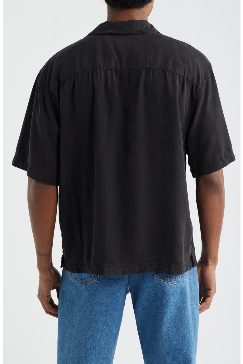 Van Doren Check Button-Up Camp Shirt, Alternate, color, BLACK