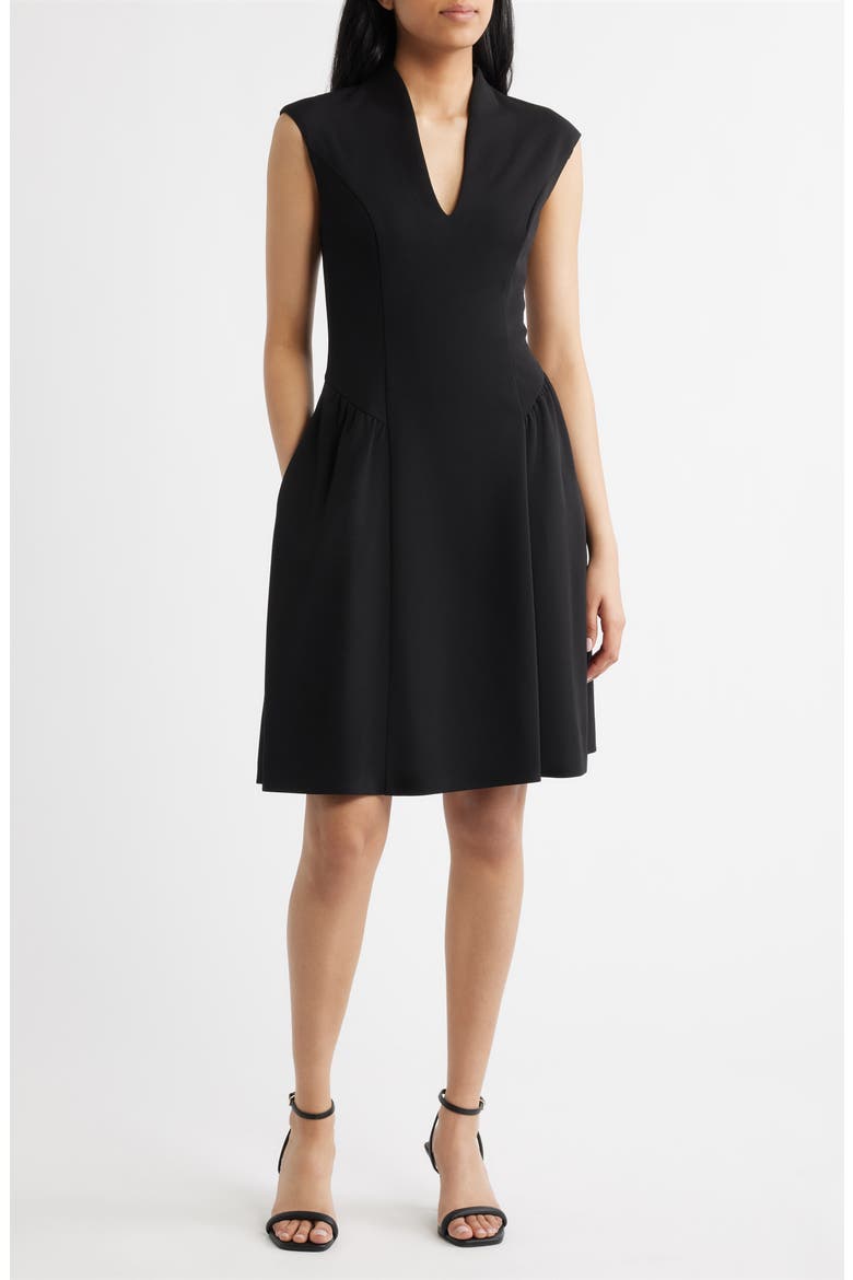 crepe flare dress Pleated Crepe Flare Dress