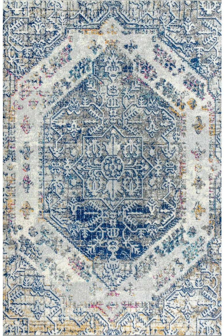 Modern Persian Boho Vintage Area Rug, Main, color, Cream/Blue