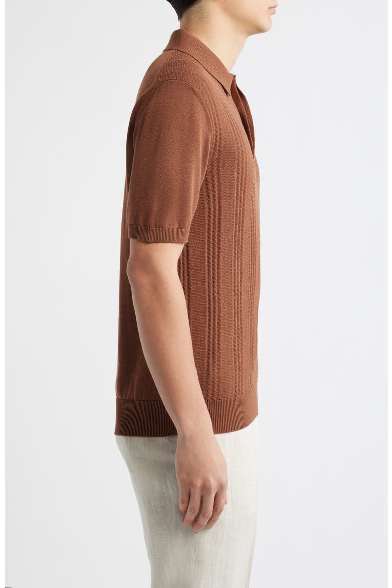 Ribbed Cotton Blend Polo Sweater, Alternate, color, LIGHT BROWN