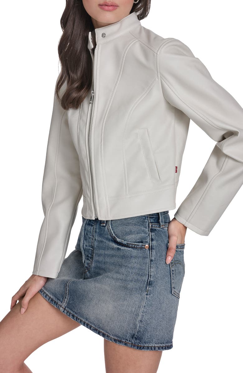 Levi's Faux Leather Racer Jacket, Alternate, color, Oyster
