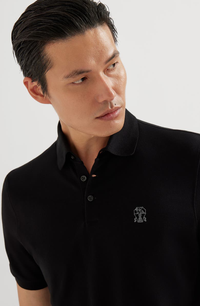 Brunello Cucinelli Piqué polo shirt, Alternate, color, Black