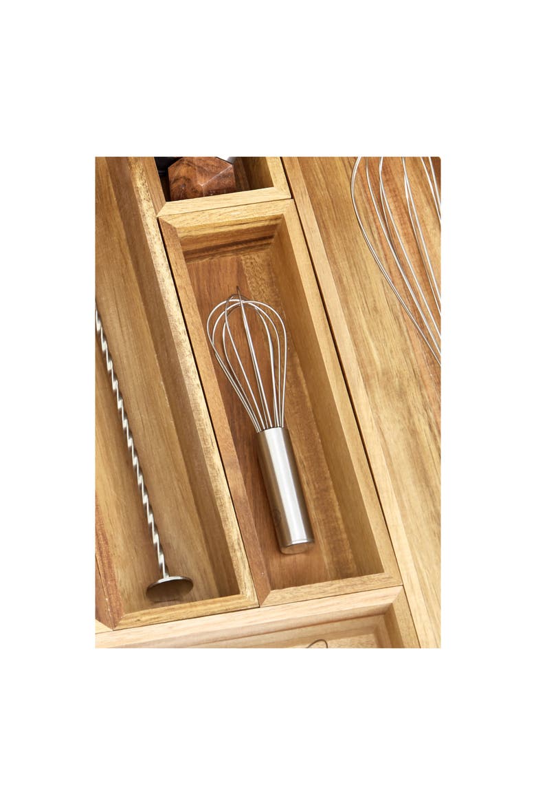 Acacia Wood Kitchen Drawer Organizer - Set of 3 - Natural, Alternate, color, Natural