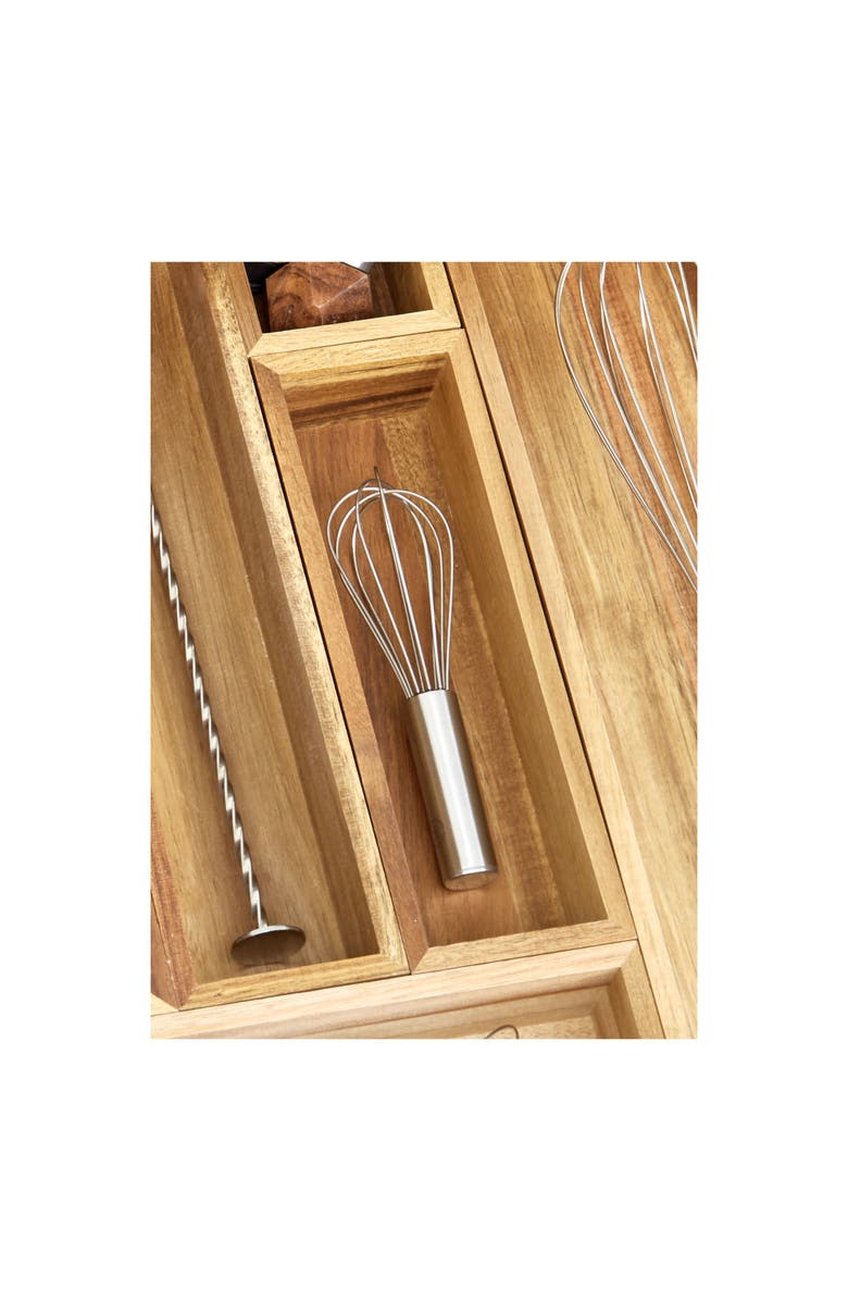 iDesign Acacia Wood Kitchen Drawer Organizer - Set of 3 - Natural, Alternate, color, Natural