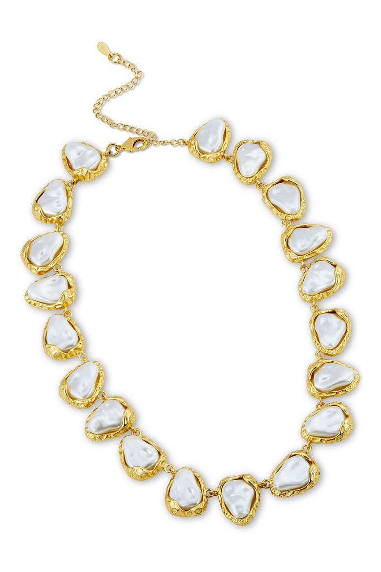 Baroque Sea Pebbles Imitation Pearl Collar Necklace, Main, color, GOLD/ WHITE