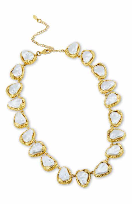 SAVVY CIE JEWELS Baroque Sea Pebbles Imitation Pearl Collar Necklace