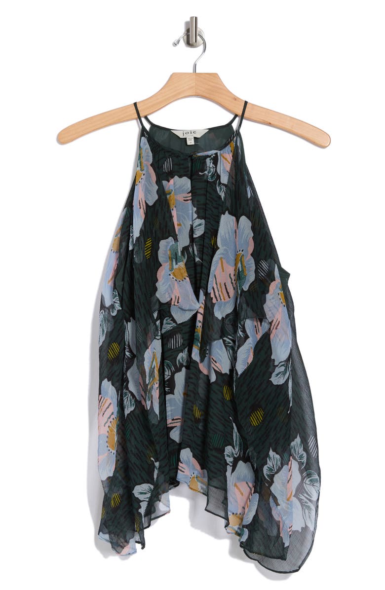 Joie Romee Floral Silk Chiffon Top, Alternate, color, Green Gables Multi