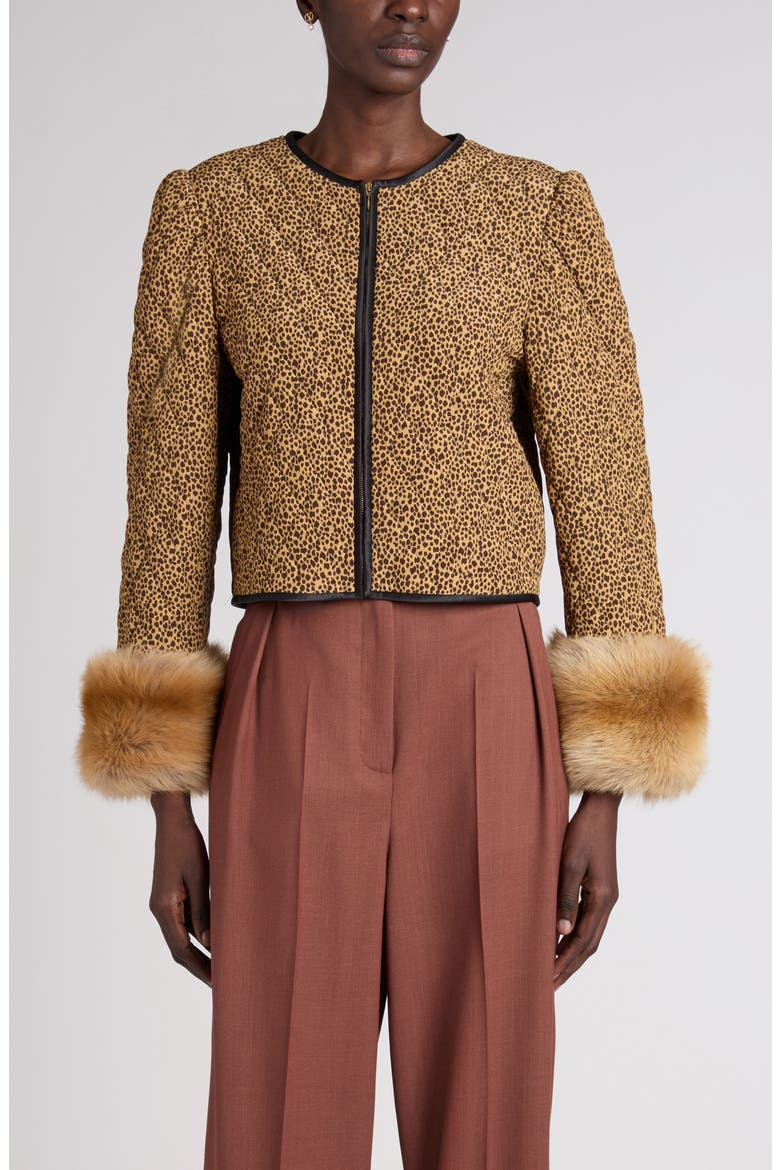 Micromacula Animal Print Quilted Silk Jacket, Main, color, SAFARI PRINT