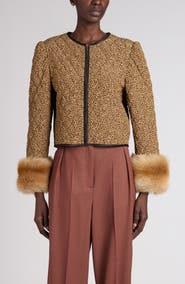 Valentino Garavani Micromacula Animal Print Quilted Silk Jacket