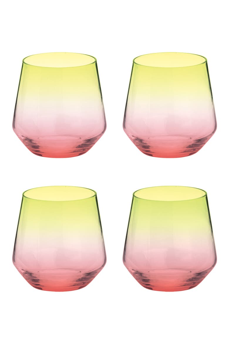 Zesty Life Set of 4 Stemless White Wine Glasses, Main, color, WATERMELON