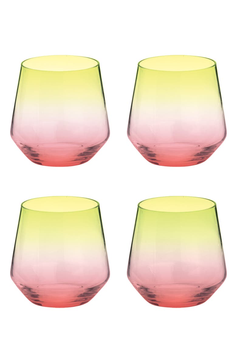 Rosanna Zesty Life Set of 4 Stemless White Wine Glasses, Main, color, 