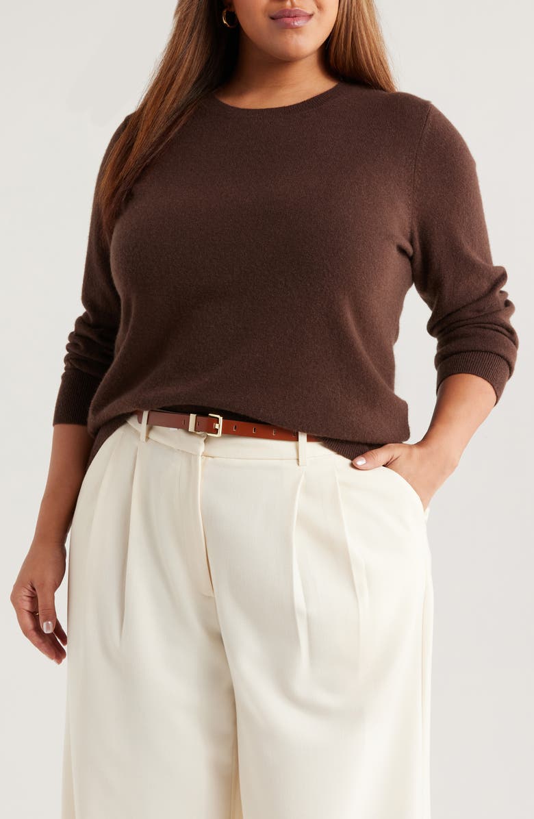 Nordstrom Cashmere Crewneck Sweater, Main, color, Brown Coffee