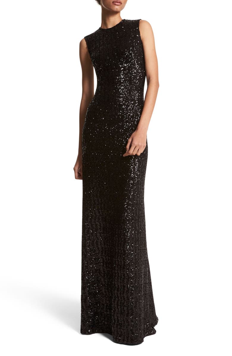 Michael Kors Collection Sleeveless Sequin A-Line Gown, Main, color, 