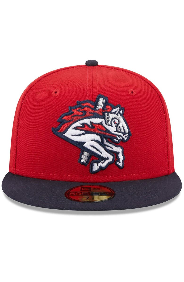 New Era Men's New Era Red Binghamton Rumble Ponies Authentic Collection Alternate Logo 59FIFTY Fitted Hat, Alternate, color, 