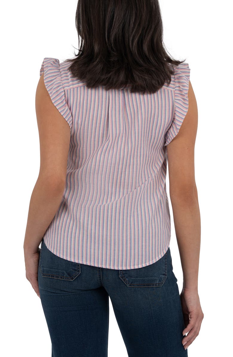 KUT from the Kloth Katara Sleeveless Ruffle Button-Up Shirt, Alternate, color, Pink/ Blue/ White