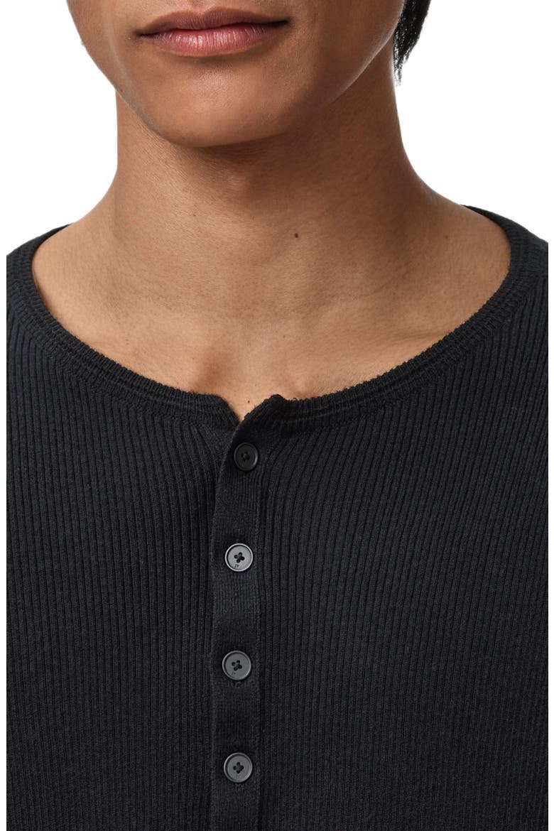 Javis Organic Cotton & Cashmere Rib Henley, Alternate, color, BLACK
