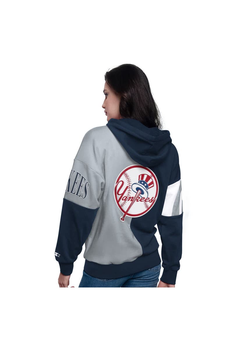 STARTER Women's Starter Navy/Gray New York Yankees Curve Ball Full Zip Hoodie Sweatshirt, Alternate, color, Navy
