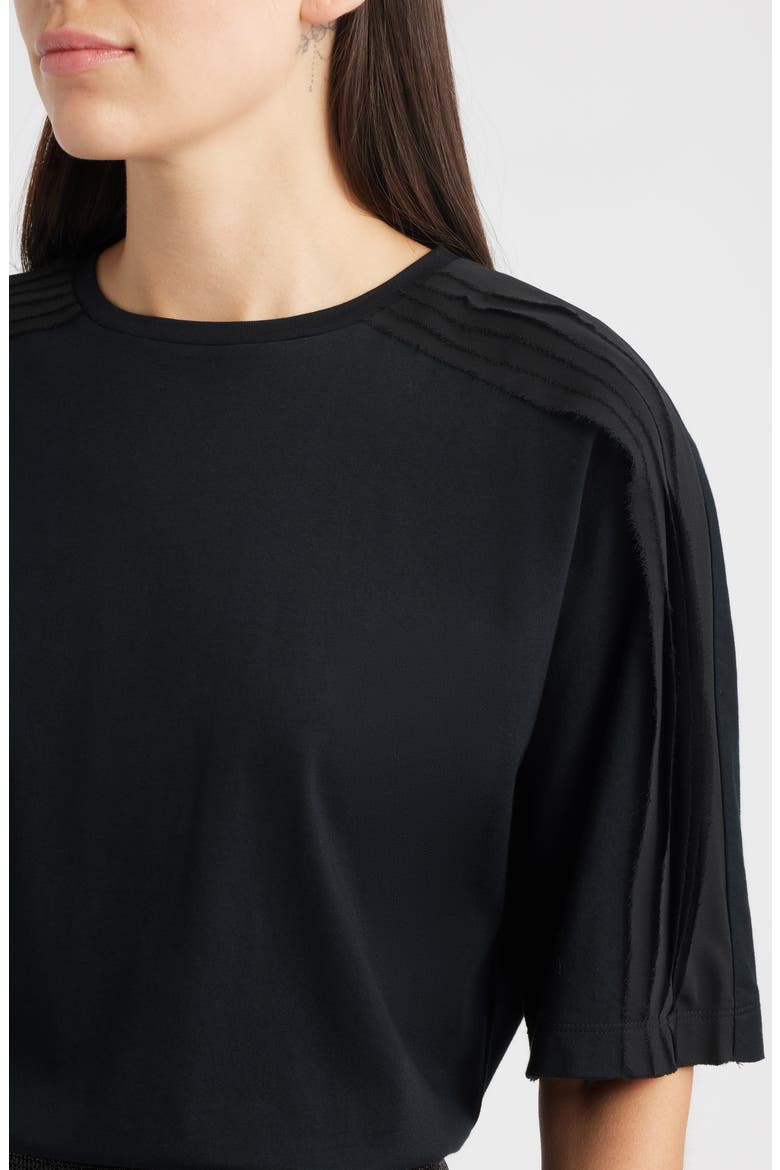 Elaxya Shoulder Pleat T-Shirt, Alternate, color, BLACK