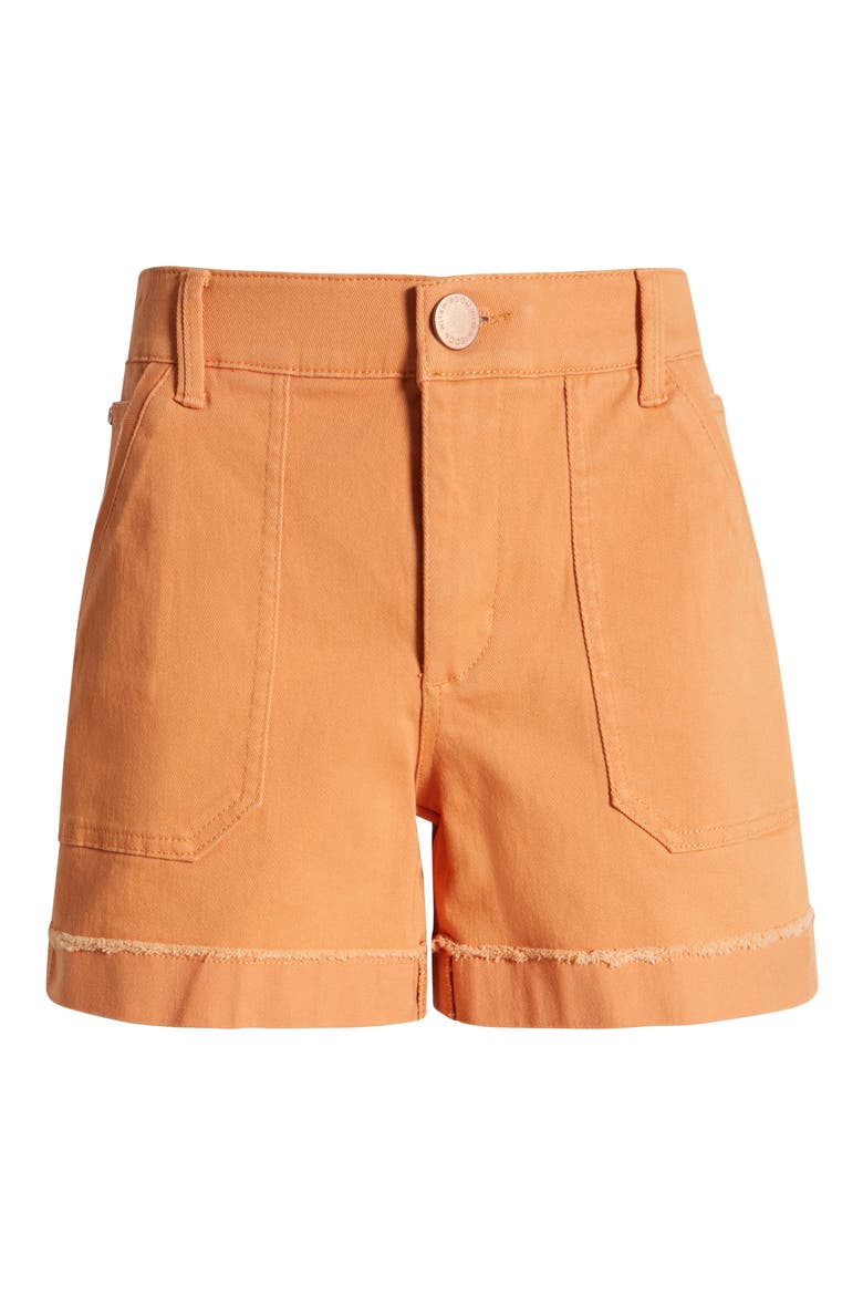 Frayed Patch Pocket High Waist Twill Shorts (Nordstrom Exclusive), Alternate, color, AUTUMN SUNSET