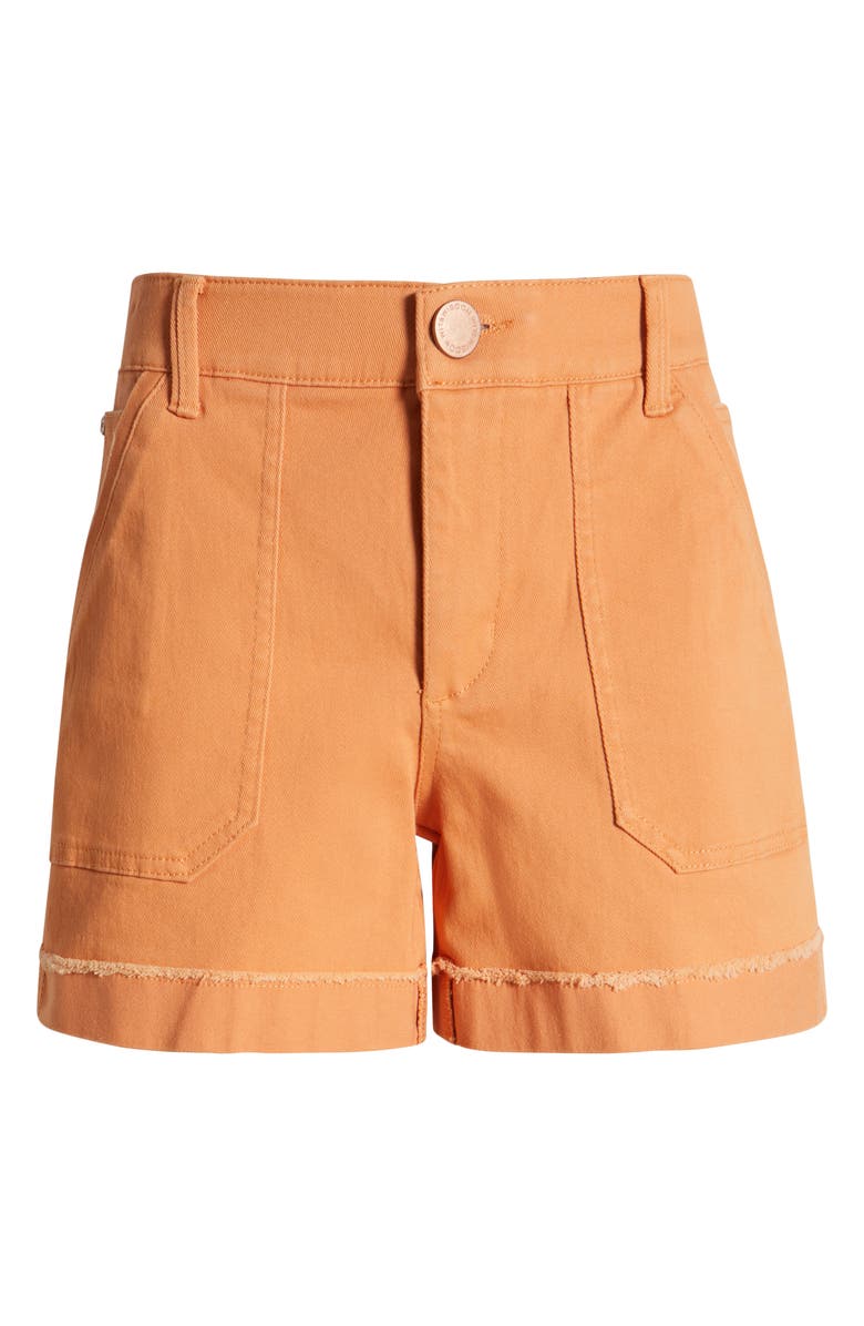 Wit & Wisdom Frayed Patch Pocket High Waist Twill Shorts, Alternate, color, Autumn Sunset