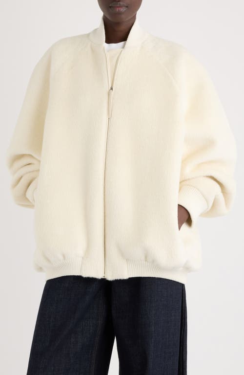 Jacquemus Le Blouson Pilu Alpaca & Virgin Wool Blend Bomber Jacket In Neutral