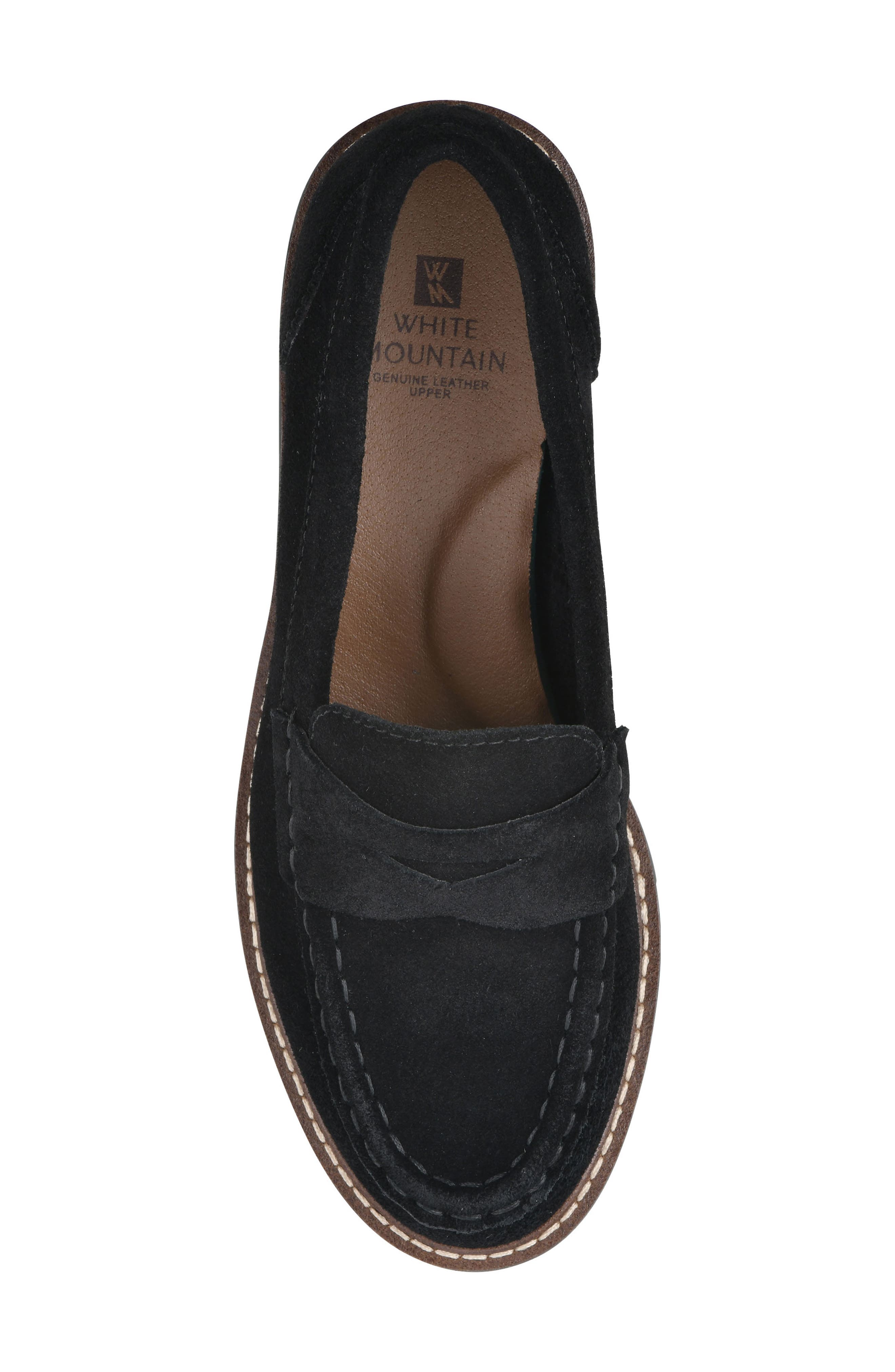 White Mountain Footwear Gunner Lug Sole Platform Loafer - Wide Width, Alternate, color, Black/ Suede