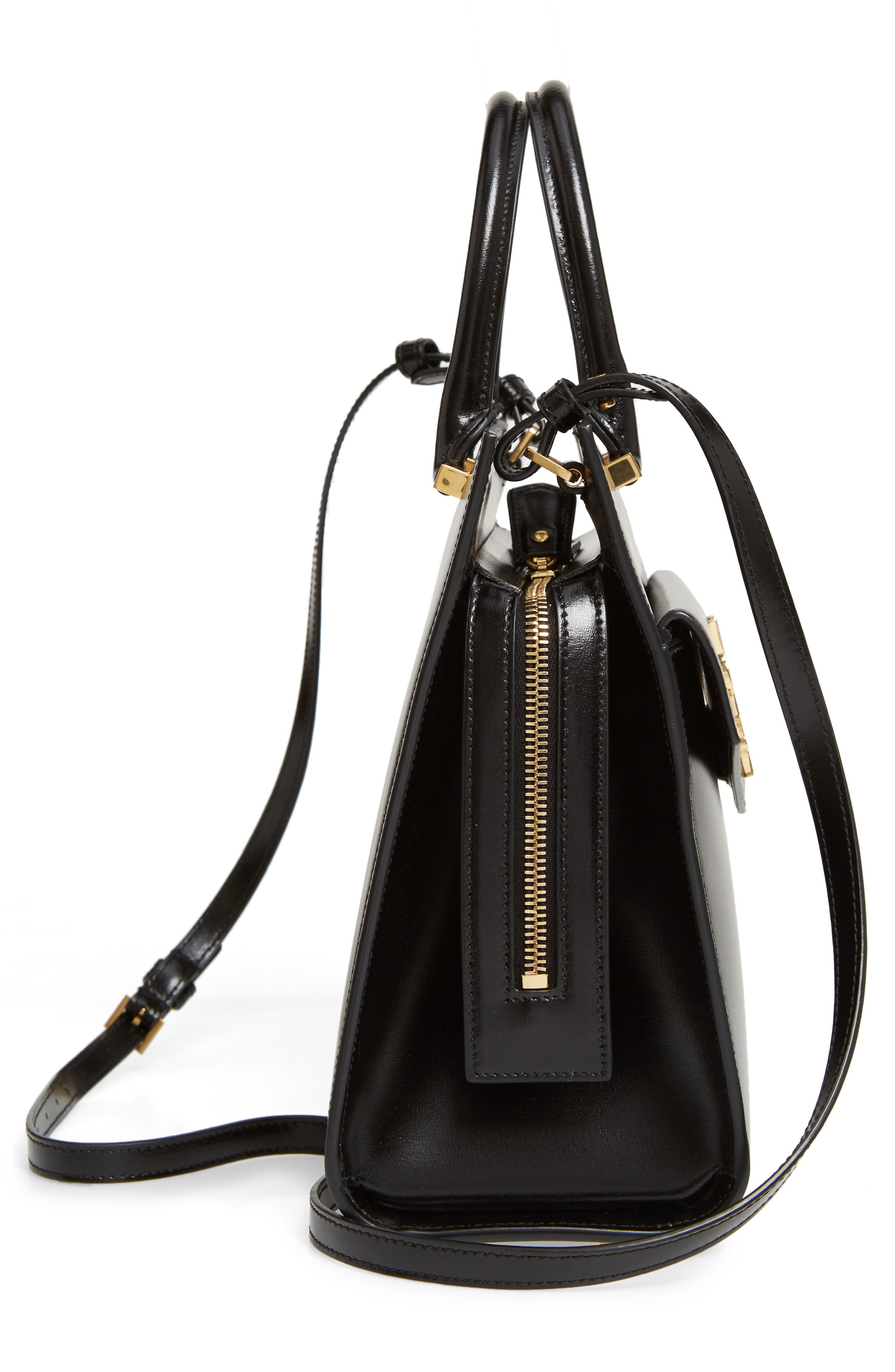 Saint Laurent Small Uptown Cabas Leather Satchel, Alternate, color, 