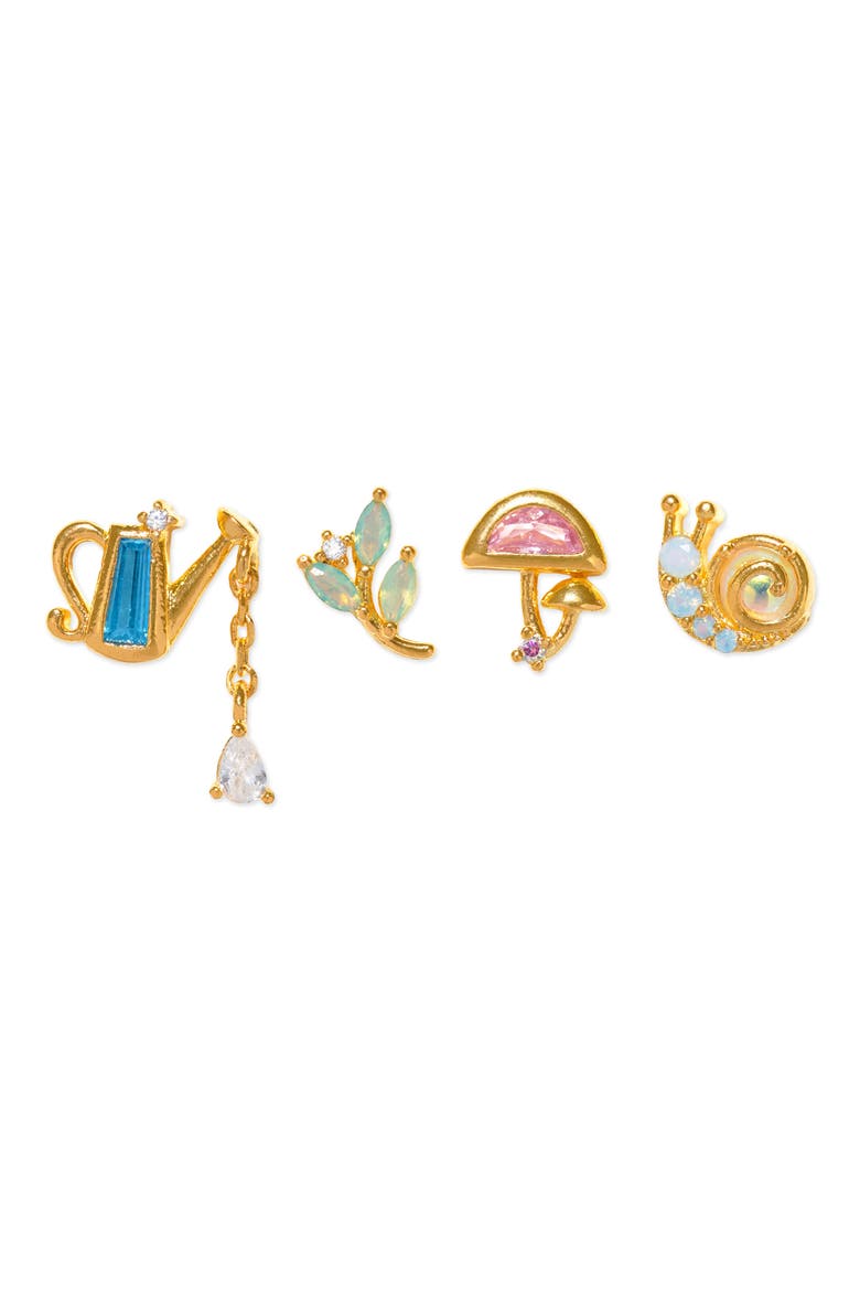Garden Girl Set of 4 Assorted Single Stud Earrings, Main, color, GOLD